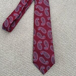 Zegna Paisley Red Silk Tie